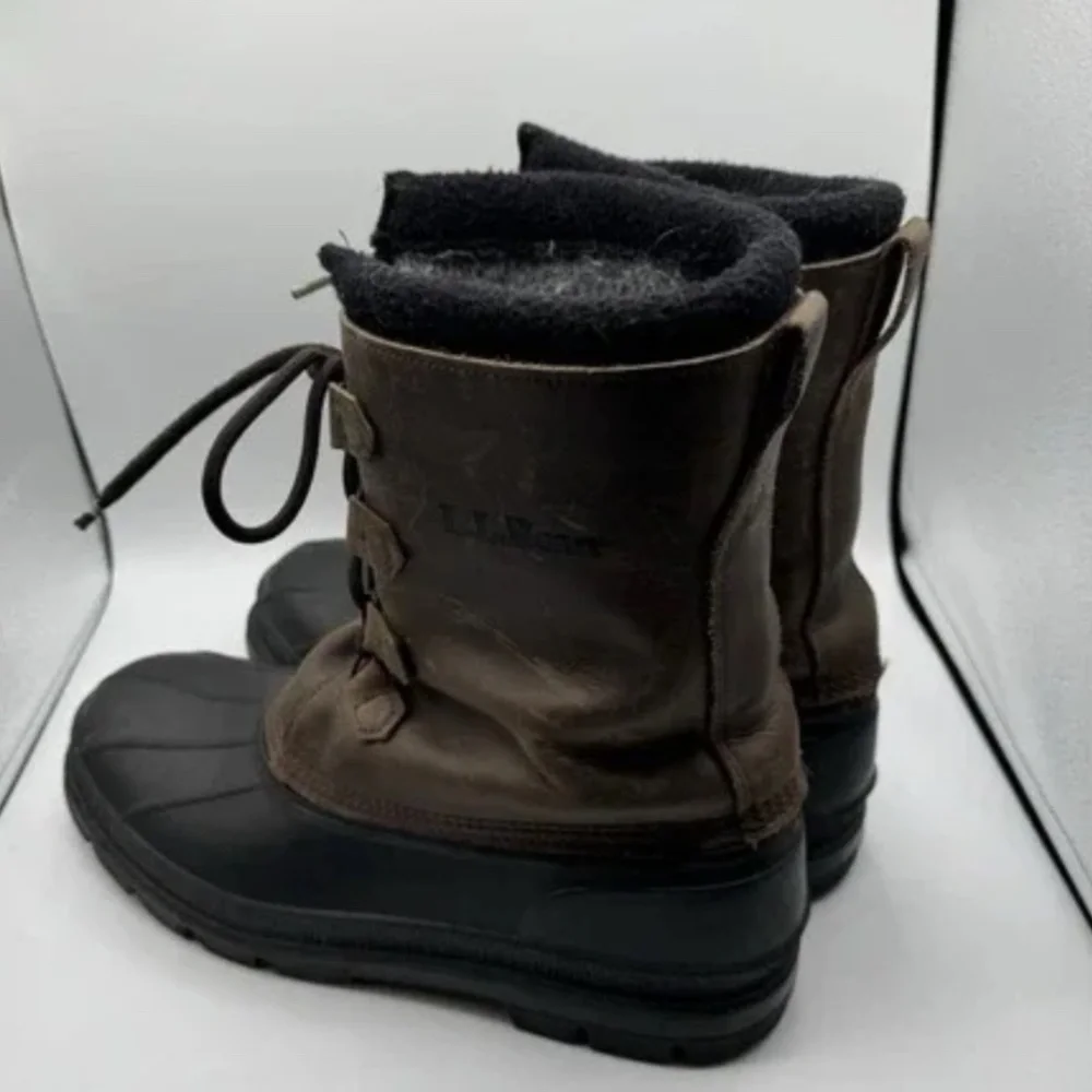 Men’s LL Bean Leather Waterproof Hunting Fishing Boots - Size 12 - Picture 3 of 10